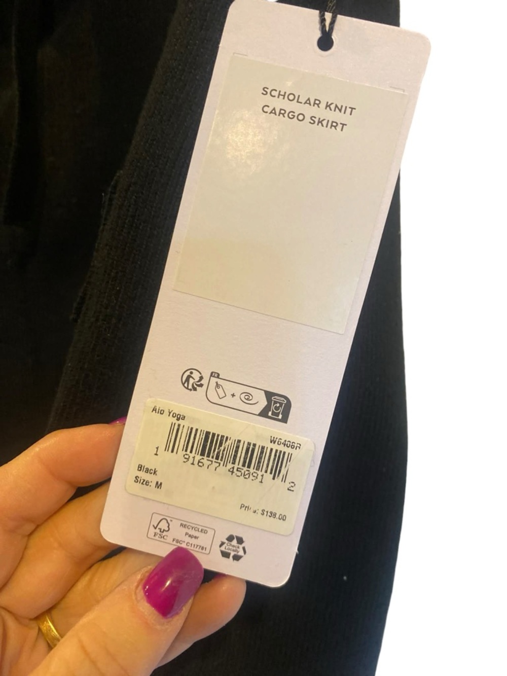 NWT Alo Yoga scholar knit cargo skirt BLACK Size M - Picture 5 of 5